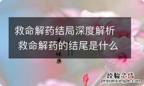 救命解药结局深度解析 救命解药的结尾是什么意思