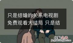 只是结婚的关系电视剧免费观看大结局 只是结婚的关系播出时间