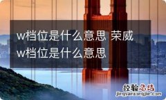 w档位是什么意思 荣威w档位是什么意思