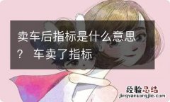 卖车后指标是什么意思？ 车卖了指标