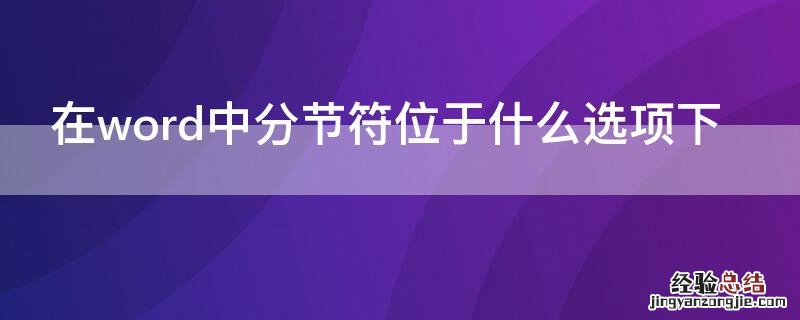 在word中分节符位于什么选项下