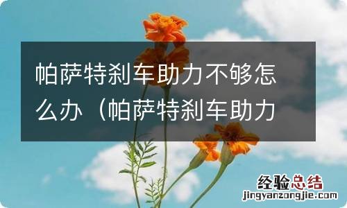 帕萨特刹车助力不够怎么办呢 帕萨特刹车助力不够怎么办