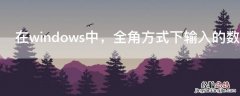 在windows中，全角方式下输入的数字应占的字节数是