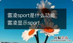 雷凌sport是什么功能 雷凌显示sport