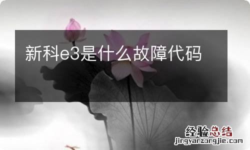 新科e3是什么故障代码