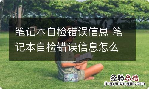 笔记本自检错误信息 笔记本自检错误信息怎么解决