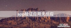 app点验证应用没反应 app验证应用无反应