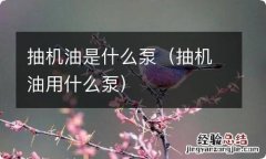 抽机油用什么泵 抽机油是什么泵