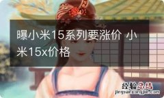 曝小米15系列要涨价 小米15x价格