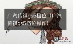 广汽传祺gs5档位操作 广汽传祺gs5档位