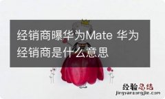 经销商曝华为Mate 华为经销商是什么意思