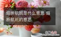 熔断航班是什么意思 熔断航班的意思