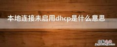 本地连接未启用dhcp是什么意思