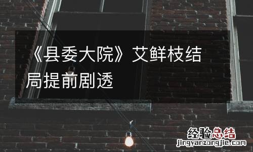 《县委大院》艾鲜枝结局提前剧透