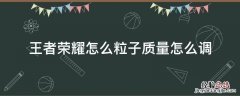 王者荣耀粒子质量怎么调最好 王者荣耀怎么粒子质量怎么调