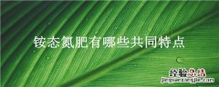 铵态氮肥有哪些共同特点 铵态氮肥呈什么性质