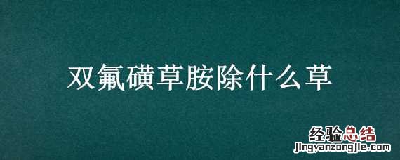 双氟唑嘧胺除什么草 双氟磺草胺除什么草