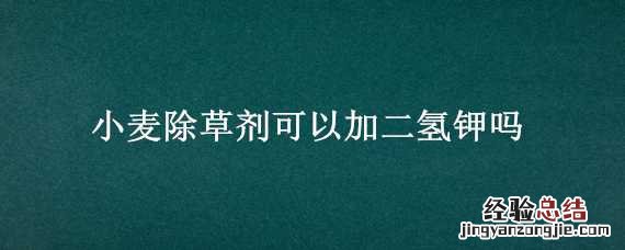 小麦除草剂和磷酸二氢钾可以在一起混用吗 小麦除草剂可以加二氢钾吗