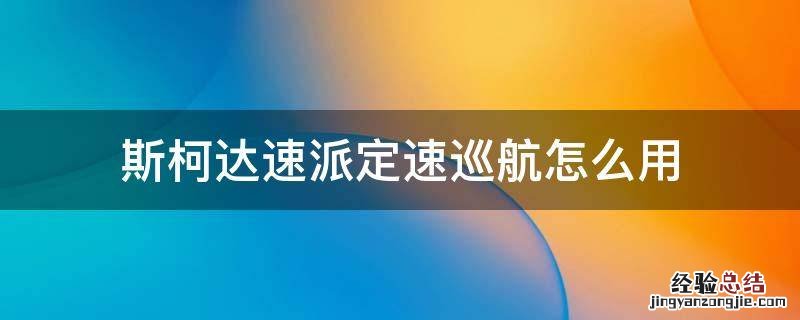 斯柯达速派定速巡航怎么使用 斯柯达速派定速巡航怎么用