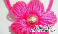 皮筋毛线头花的钩法 用皮筋钩头花