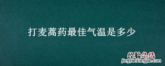 麦蒿药什么温度打最佳 打麦蒿药最佳气温是多少