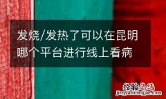 发烧/发热了可以在昆明哪个平台进行线上看病