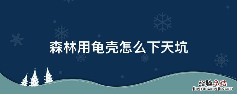森林下天坑用龟壳从哪滑下去 森林用龟壳怎么下天坑