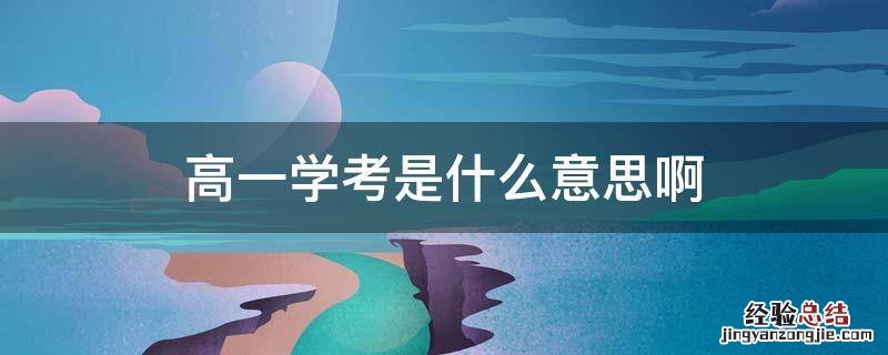 什么叫高一学考 高一学考是什么意思啊