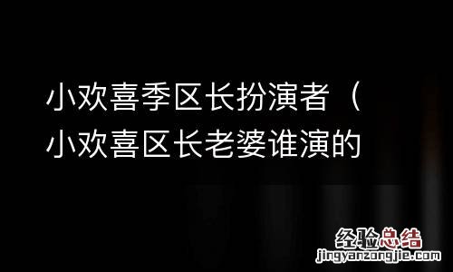 小欢喜区长老婆谁演的 小欢喜季区长扮演者