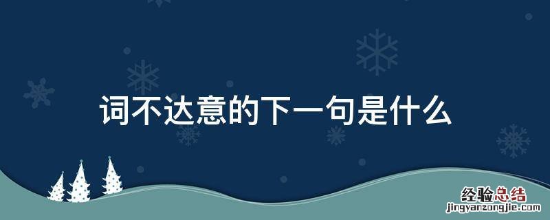 词不达意的下一句是什么 词不达意的意思