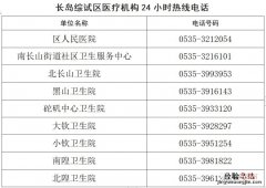 烟台长岛综试区医疗机构24小时联系电话