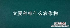 立夏适合种什么农作物 立夏种植什么农作物