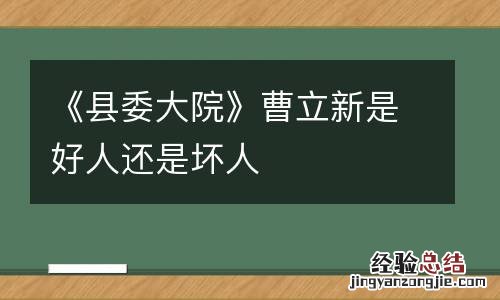 《县委大院》曹立新是好人还是坏人