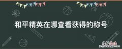 和平精英在哪查看获得的称号 和平精英在哪里查看称号