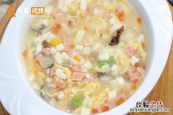 五彩鸡蛋豆腐羹的做法
