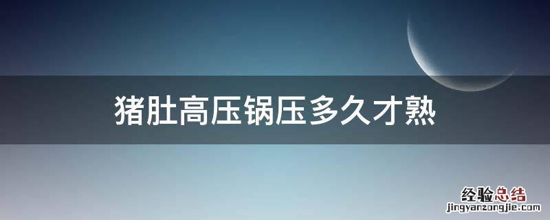 猪肚高压锅压多久才熟 整个猪肚高压锅压多久才熟