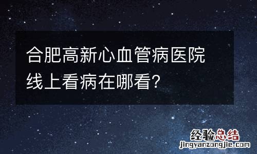 合肥高新心血管病医院线上看病在哪看？