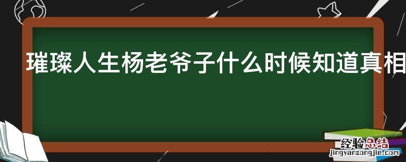 璀璨人生杨董事长结局 璀璨人生杨老爷子什么时候知道真相