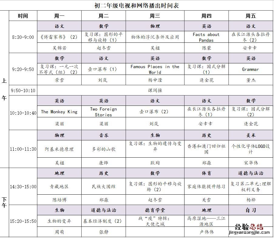 河南省名校课堂 河南名师课堂课堂表第七周