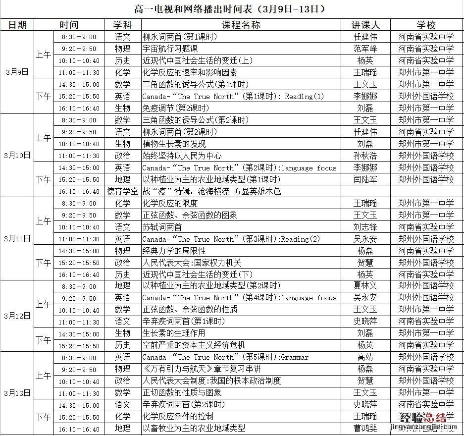 河南名校直播课堂三月课程表 河南名校同步直播课堂