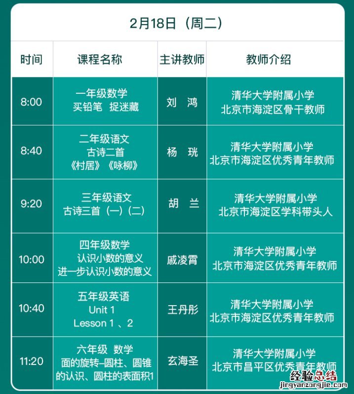 同上一堂课小学课程表 同上一堂课小学数学