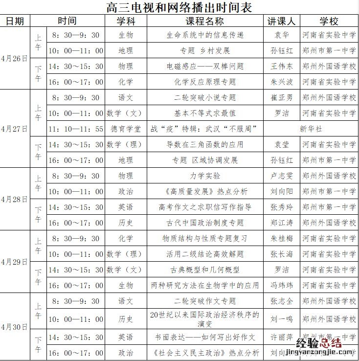 河南电视台名校课堂直播 河南广播电视台名校课堂课程表