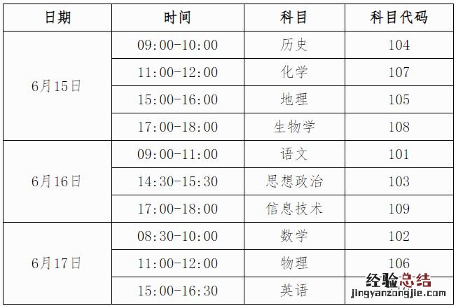 广西2023年上半年普通高中学业水平考试时间安排