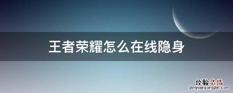 王者荣耀隐身在线怎么弄 王者荣耀怎么在线隐身
