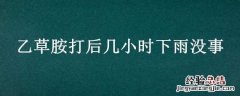 乙草胺打了8个小时下雨有影响吗 乙草胺打后几小时下雨没事