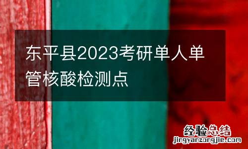 东平县2023考研单人单管核酸检测点