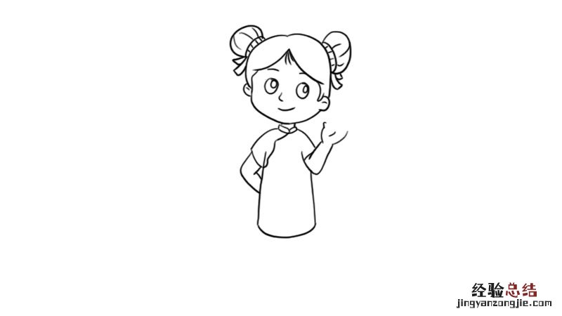 拿着元宝的小女孩简笔画 小孩抱元宝简笔画