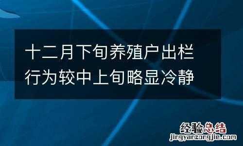 十二月下旬养殖户出栏行为较中上旬略显冷静