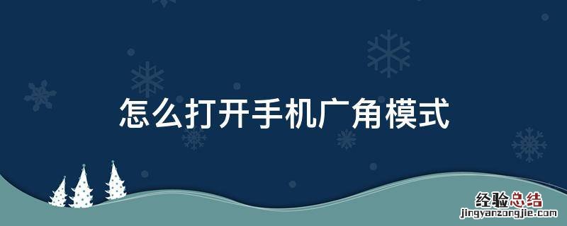 怎么打开手机广角模式 手机广角模式在哪里设置的