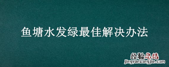 鱼塘水发绿最佳解决办法 二氧化氯 鱼塘水发绿最佳解决办法